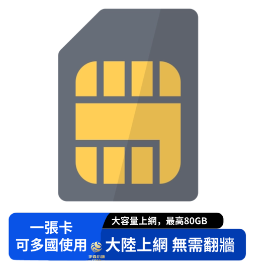 香港 中國 韓國 台灣 日本 澳門網卡 流量卡 大容量 吃到飽網卡eSIM 網卡 365天網卡